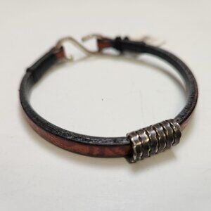 NEW Kenton Michael Sterling Silver & Leather Bracelet Handmade In USA NO BOX